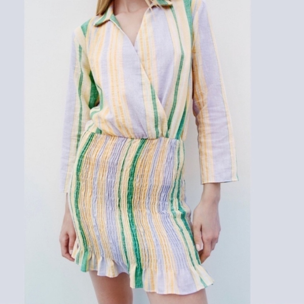 NWT Zara Pastel Striped Smocked Mini Dress "The Valery Dress" Blogger Favorite - Picture 12 of 12